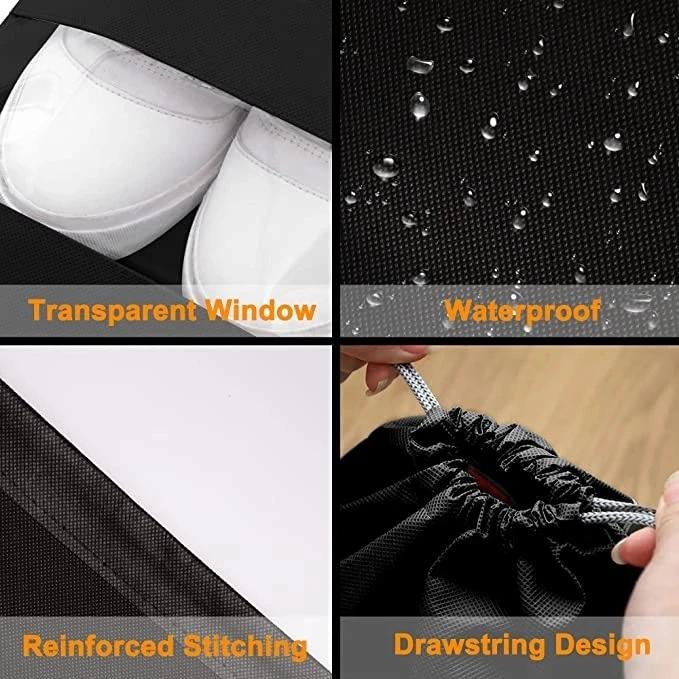 5pcs Shoes Storage Bag Portable Organizer Travel Shoes Bag Transparent Drawstring Shoe Clothes Dustproof Bags Waterproof Pocket