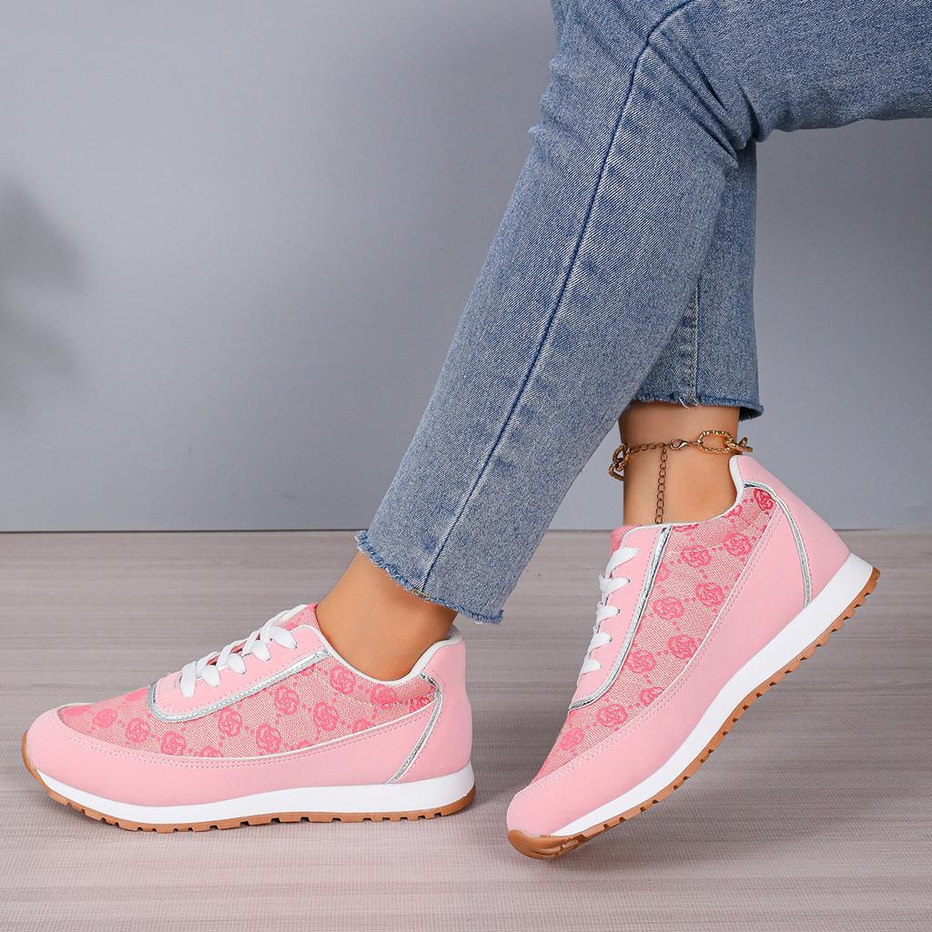 Women's Spring Sports Casual Shoes with Round Toe and Color Matching Flats