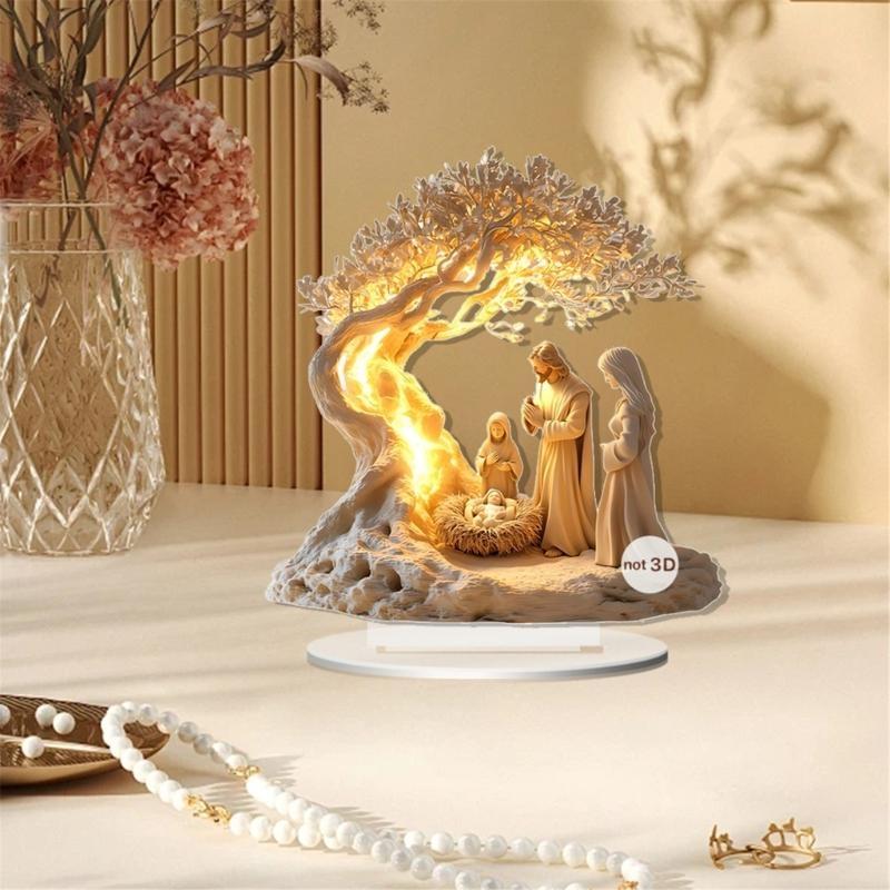  Christmas Nativity Scene Acrylic Tabletop Decoration for Holy Atmospheres Create