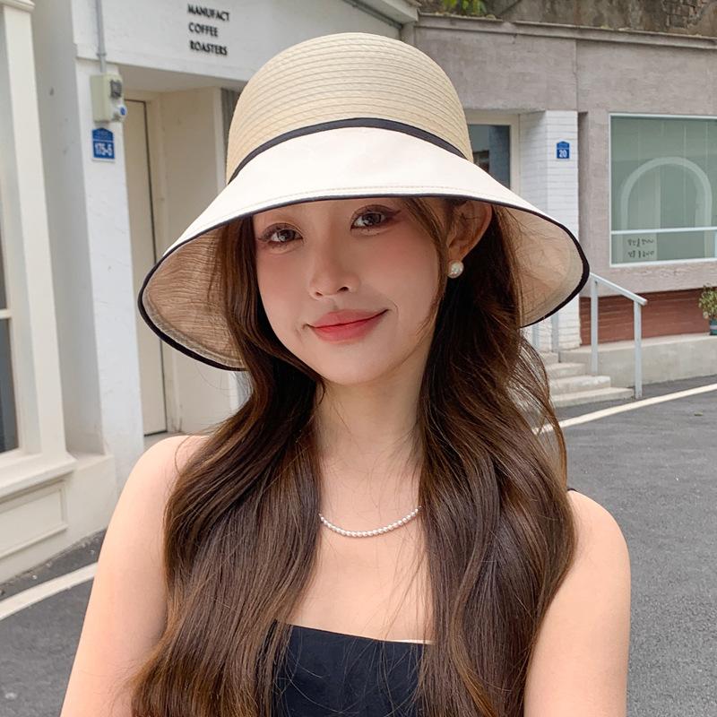 

Летняя новая шляпа для женщин, весенне-летняя дорожная солнцезащитная шляпа, шляпа-бантик для путешествий, шляпа-ведро ONE SIZE