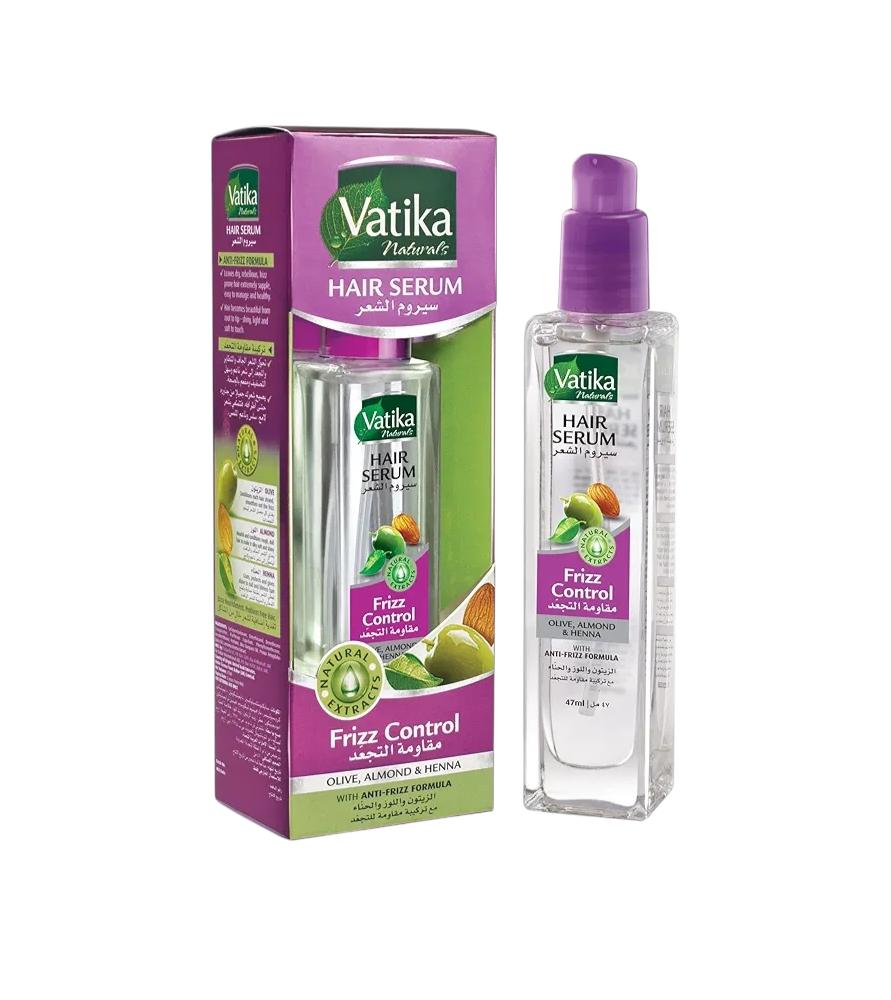 

Vatika Naturals Frizz Control Hair Serum (47mL) | Natural Extract of Olive, Almond and Henna | Anti-Frizz Formula | For Dry and Damaged Hair 47 ml