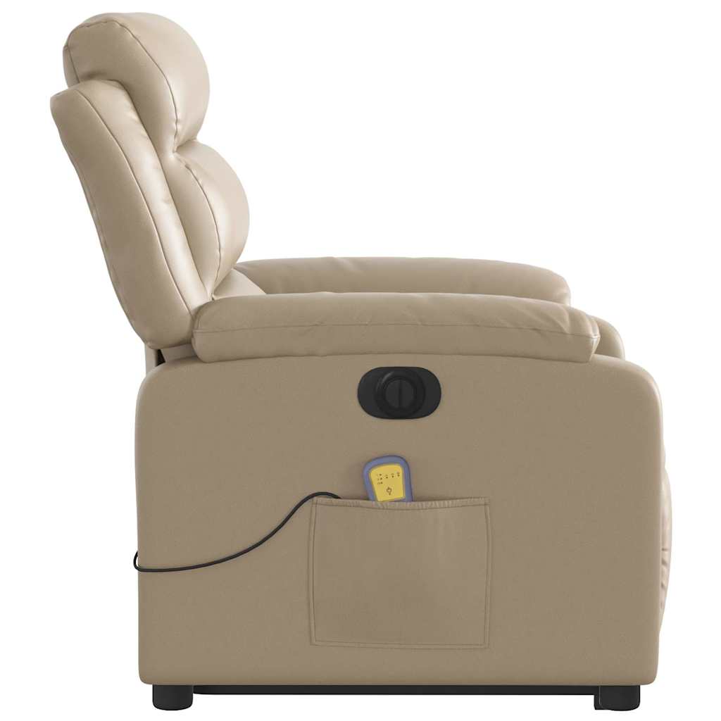 Recliner Chair with Lift Function Electric Cappuccino Faux Leather