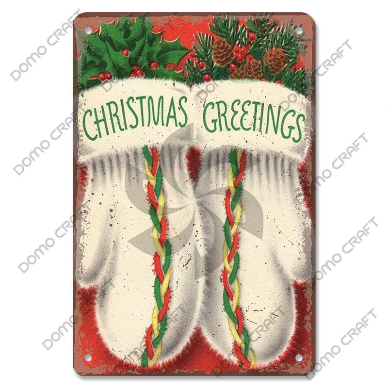 Merry Christmas Poster Vintage Metal Tin Signs Cakes Music Box Christmas Tree Metal Plaque Bakery Candy Shop Home Wall Decor