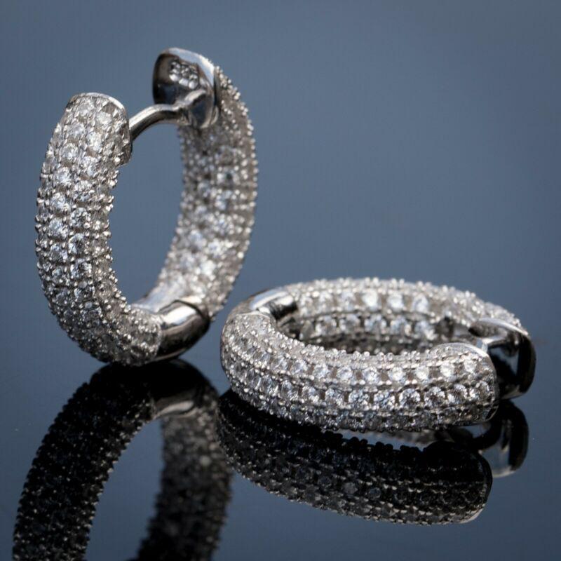 Boucles d'oreilles créoles en zircon mode européenne et américaine: Style OL élégant