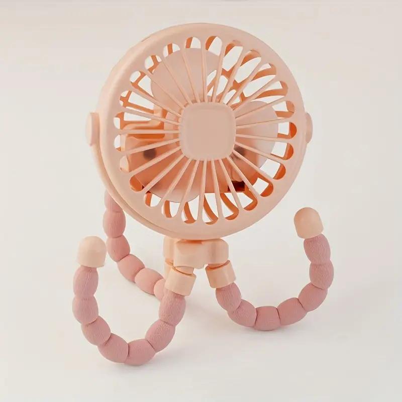 1pc Octopus Mini Fan with Flexible Tripod – USB Charged, Quiet & Adjustable 3-Speed, Soft Wind, Light Feature – Perfect for Gym, Cycling, Car, Desk