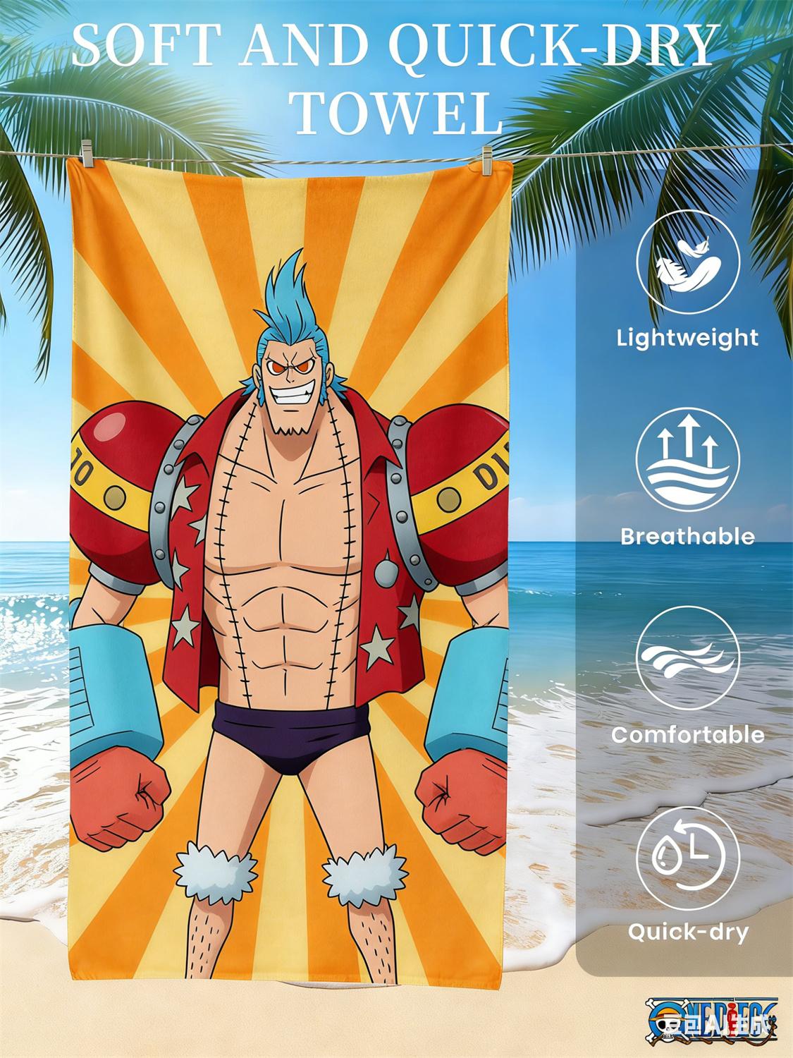 

Anime Pirate Crew Adventure Beach Towel Soft Quick Dry Breathable Lightweight Comfortable Towel Travel Pool Camping Essentials W30*H60(CM)