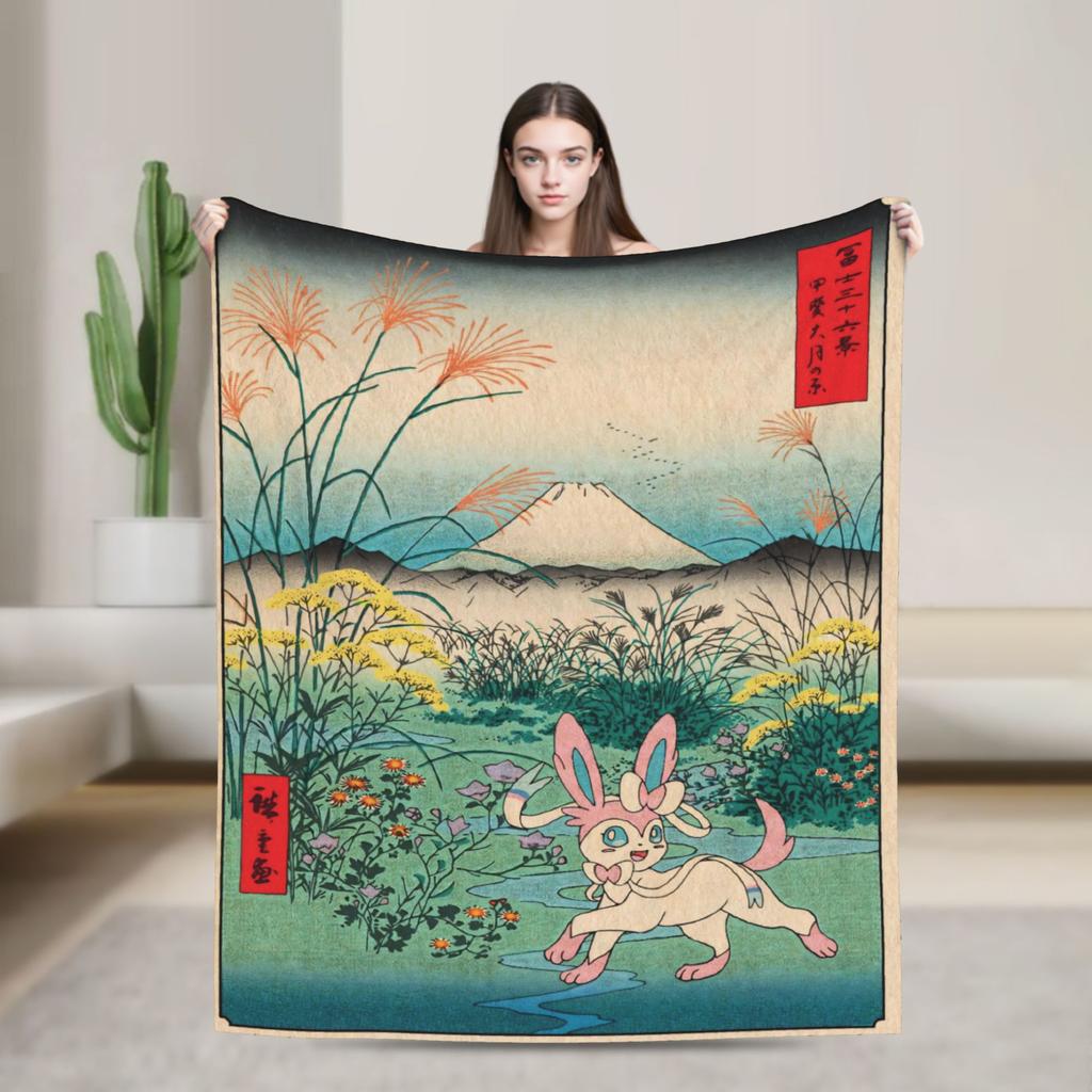 Pokemones Mudkip Wave Blanket Flannel All Season Breathable Super Soft Throw Blanket for Home Couch Quilt