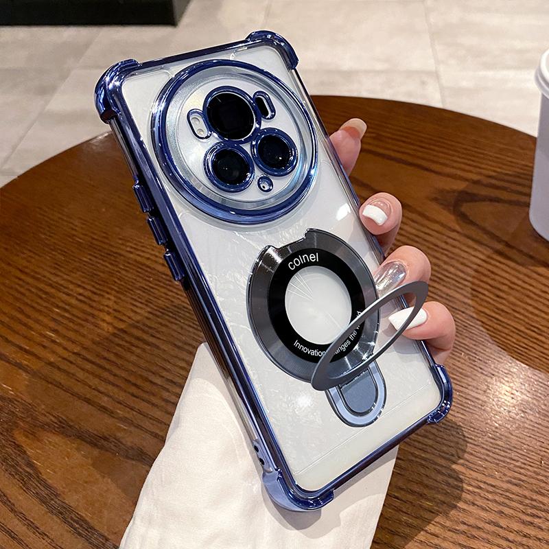 For Honor Magic 6 7 Pro 7 6 5 Lite Case Luxury Ring Holder Camera Lens Films Plating Airbag Soft Silicone Shockproof Back Cover