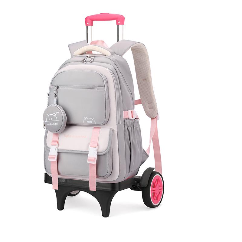 Natural Fish Design Trolley Backpack for Middle School Girls - Large Multi-Layer Capacity