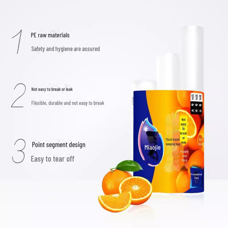 Miaojie Economical PE Fresh-Keeping Bag Combo Pack: Large, Medium & Small Disposable Food Storage Bags.