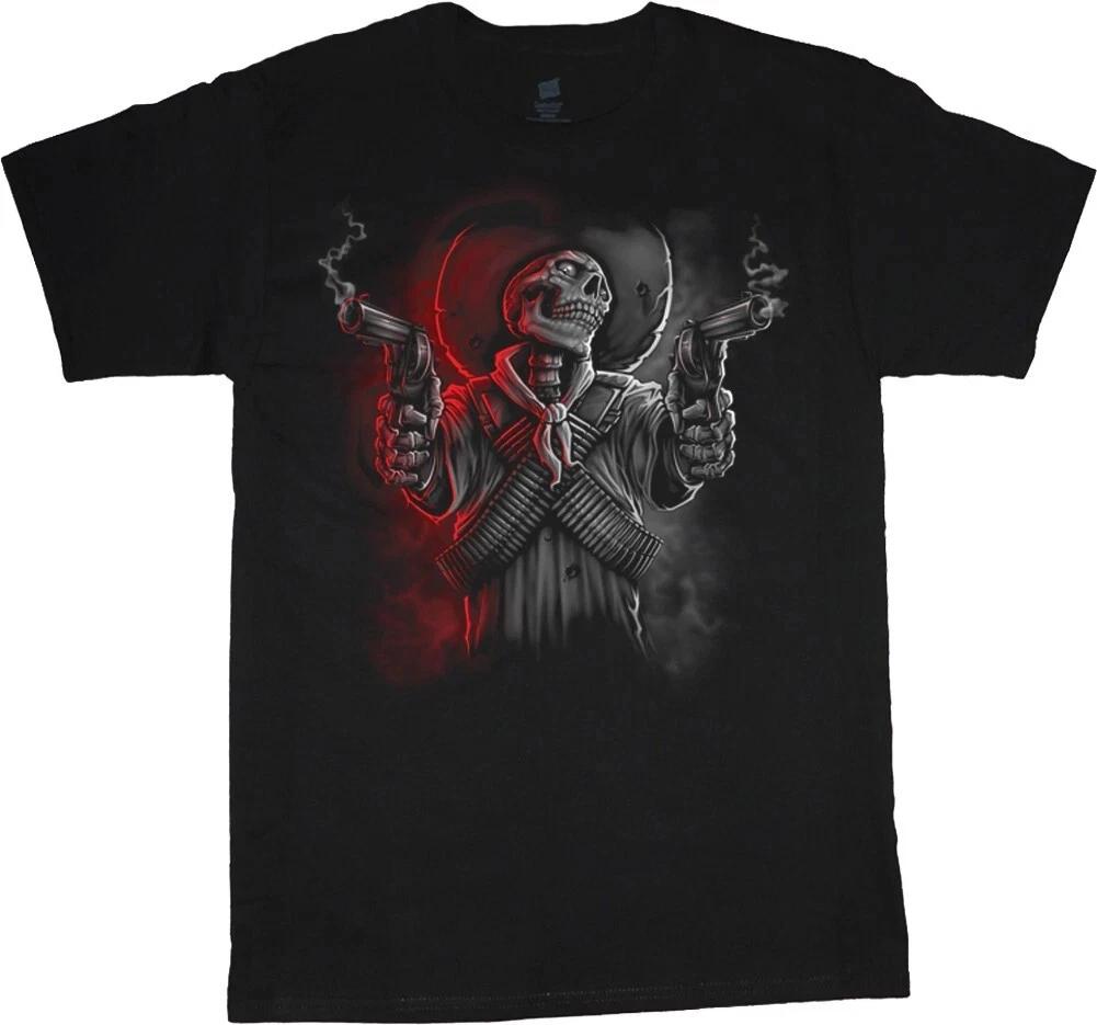 Mens T shirt Skull Skeleton Cowboy Grim Reaper 2A Mens Graphic Tees 3XL