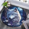 Wolf in Mondlicht Runde Teppich, Teppich für Wohnzimmer Schlafzimmer Sofa Spielzimmer Dekor, Rutschfeste Bodenmatte