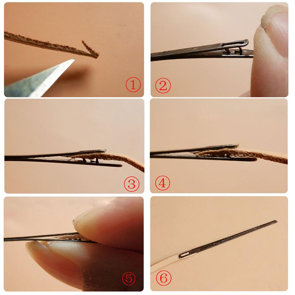 2pcs Leather Lacing Stitching Needles - Flat Head Leathercraft Needle for Hand Sewing Leather Cord, Single & Double Hole Design