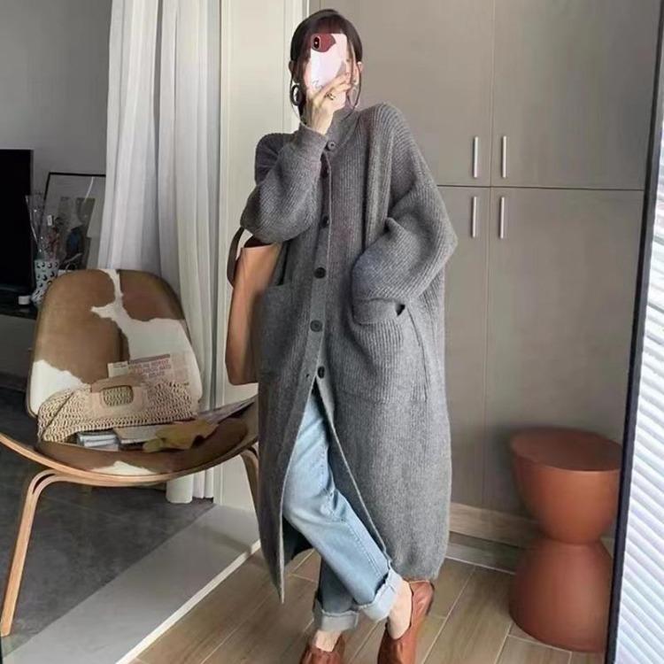 Thick Knitted Cardigan for Women Versatile Spring Sweater Coat Laidback Style