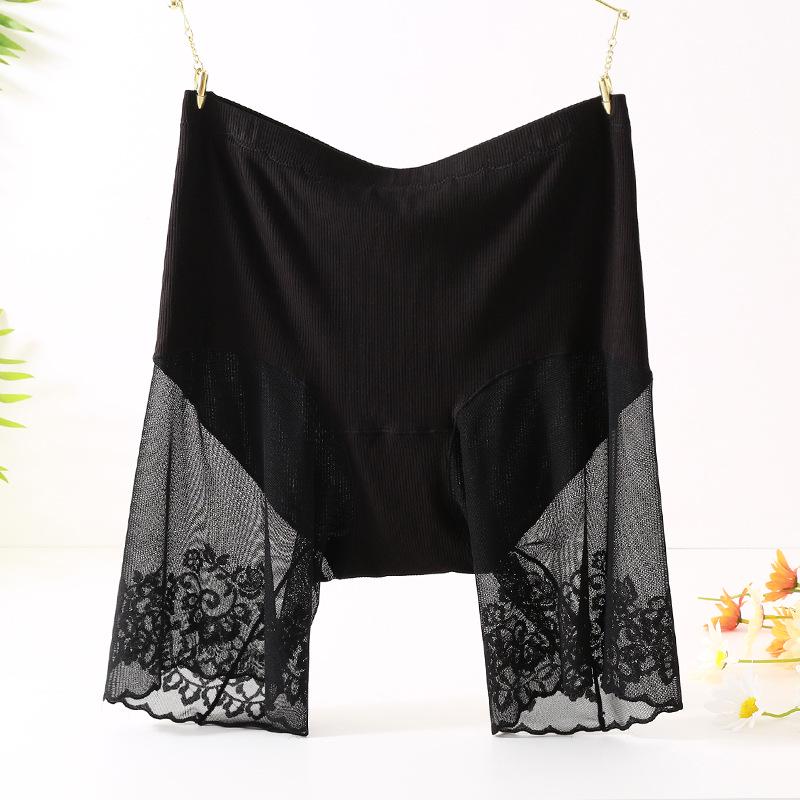 50144 Plus Size Anti-Exposure High Waist Mesh Safety Underwear 2-in-1