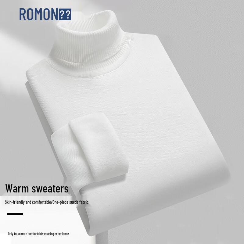 ROMON Men's Fleece Lined Turtleneck Knit Sweater