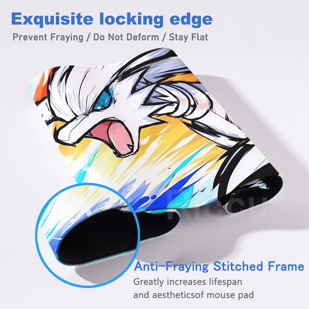 Pokemon Zekrom Reshiram Mouse Pad Anime Gaming Large Playmat Laptop Gamer PC Keyboard Accessorie HD printing LockEdge Rubber Rug