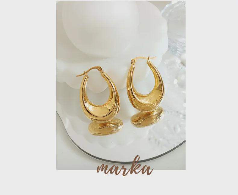 Trendy Gold-Plated U-Shaped Titanium Earrings: European & American Style, No Fading, Fashionable & Personalized.