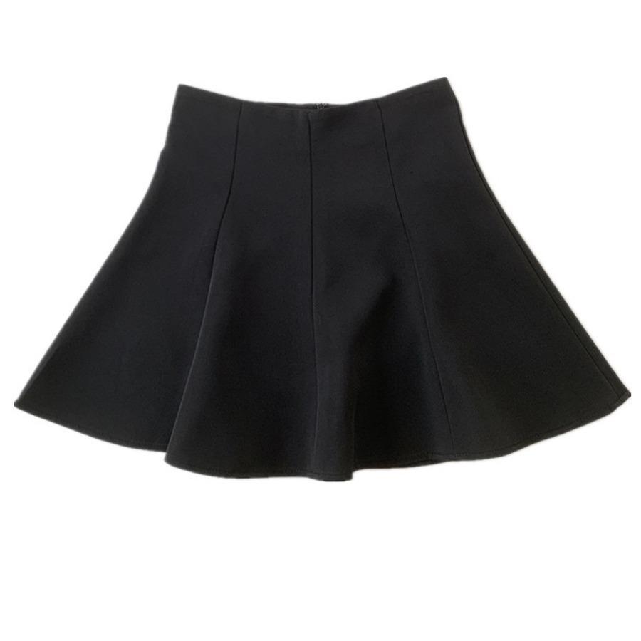 2026 Women's Black Pleated High-Waisted A-Line Umbrella Skirt - Summer Plus Size Slimming Short Skirt