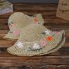 Pastoral hollow woven straw hat women's summer big brim beach sun hat seaside vacation shading sun protection hat