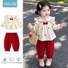 Youqi Spring Autumn Girls' Baby Clothes: 1st Birthday Formal Dress & Two-Piece Set