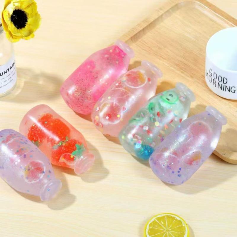 Popular Simulation Candy Bottle Sugar Ball Milk Bottle Kneading Music Toy Decompression Plastic Small Dump Sensory Toys