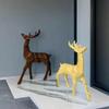 Hand Simulation Reindeer Tabletop Statue Resin Standing Geometric Reindeer Statue Wood Grain Geometric Reindeer Decoration