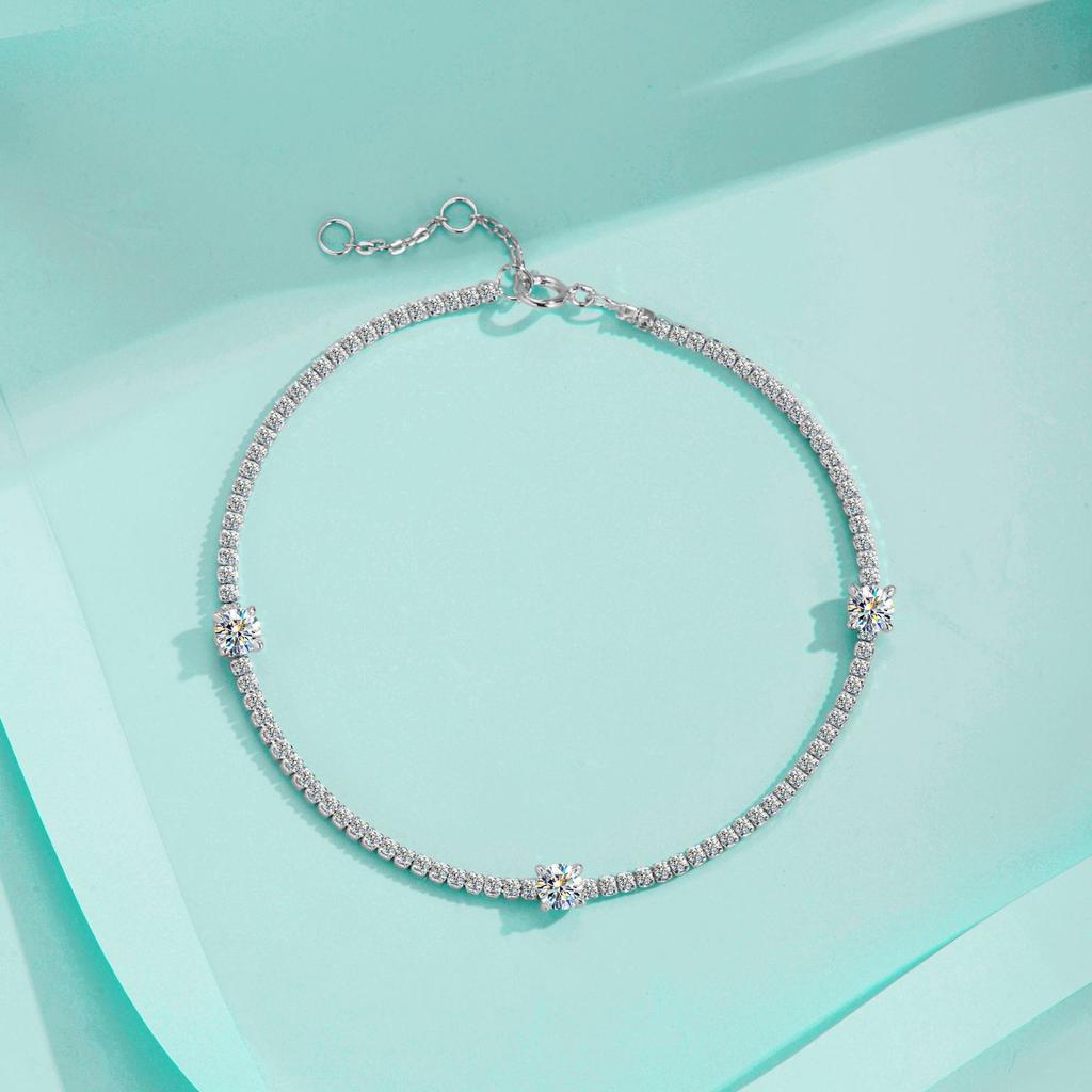 Real Moissanite Bracelet For Women 925 Silver Round Cut GRA Diamond Luxury Jewelry Anniversary Gift Tennis Bracelets