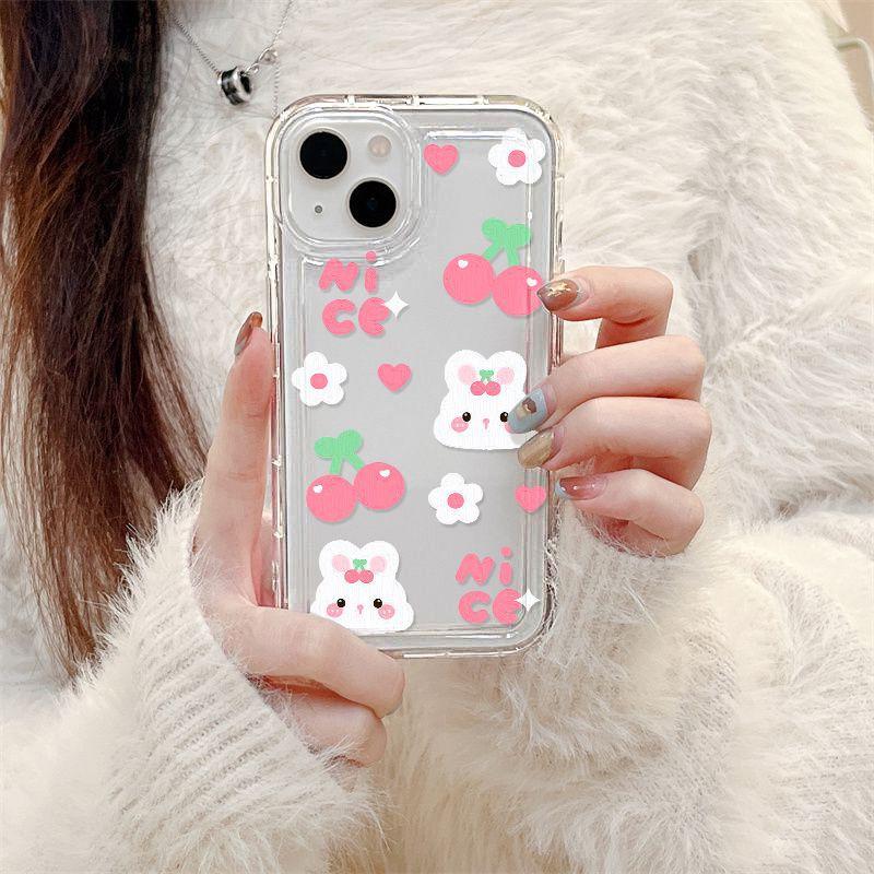 Girl heart bunny for iPhone17promax mobile phone case Apple 16 soft case 14/13 airbag 15