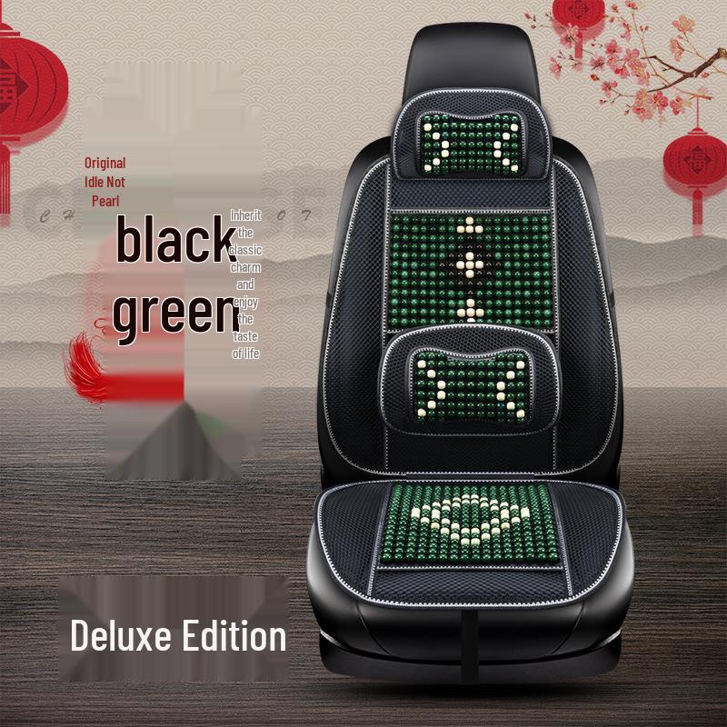 HD Chinese Knot Wooden Bead Car Seat Cushion - All-Season Interior Seat Cover