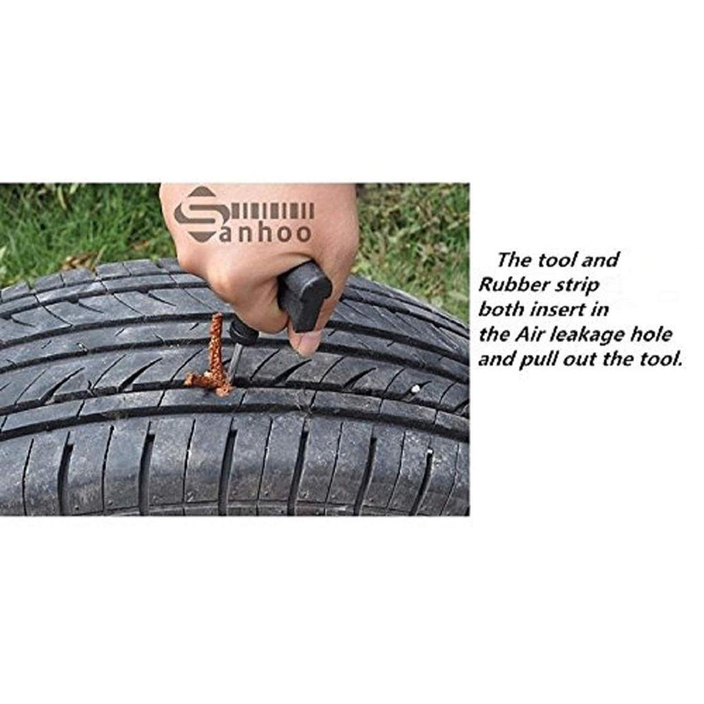 Complete Tubeless Tyre Puncture Repair Kit (Nose Pliers + Cutter + Rubber Cement + Extra Strips)