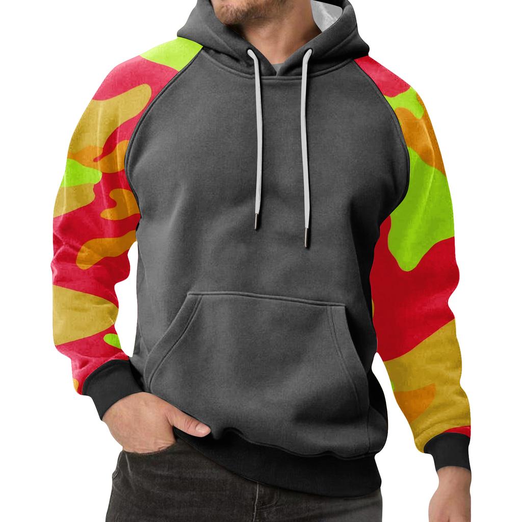 Erkek Kamuflaj Sweatshirt Kapüşonlu Erkek Spor Büyük Beden Günlük Sweatshirt