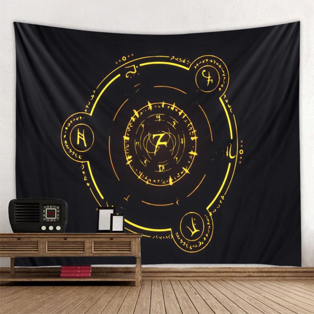 Ästhetische Kunstdekorations-Wandteppich, mystische Symbole, Zaubersprüche, psychedelisch, Wanddekorations-Hintergrund, Wohnzimmer, Schlafzimmer