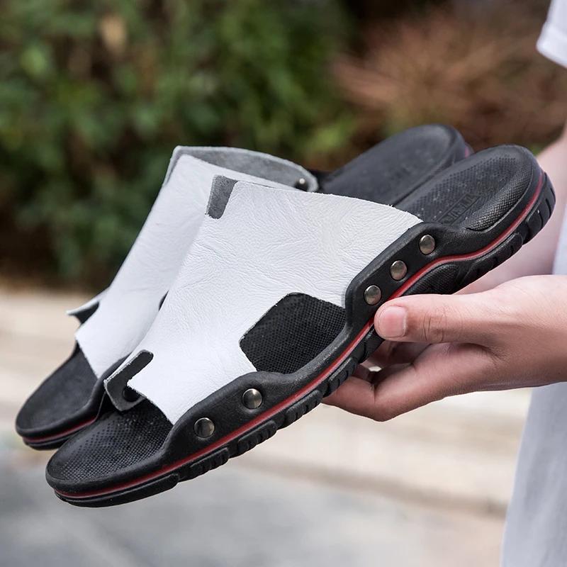 Мужские тапочки из натуральной кожи — фото 7