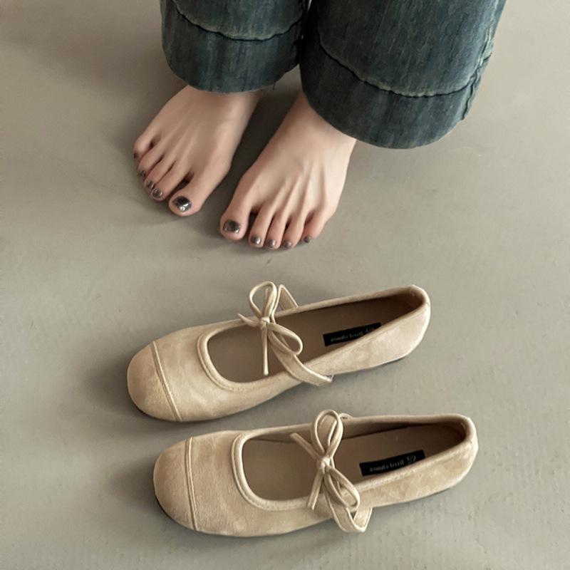 French ballet style light mouth bow girls flat shoes autumn one word comfortable buckle versatile Mary Jane single shoes