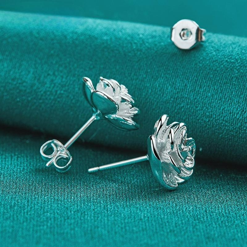 Silver Color Fashion Jewelry Flower Earrings