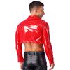 Mens Cropped Motorcycle Jacket Patent Leather Wet Look Long Sleeve Club Party Coat Streetwear