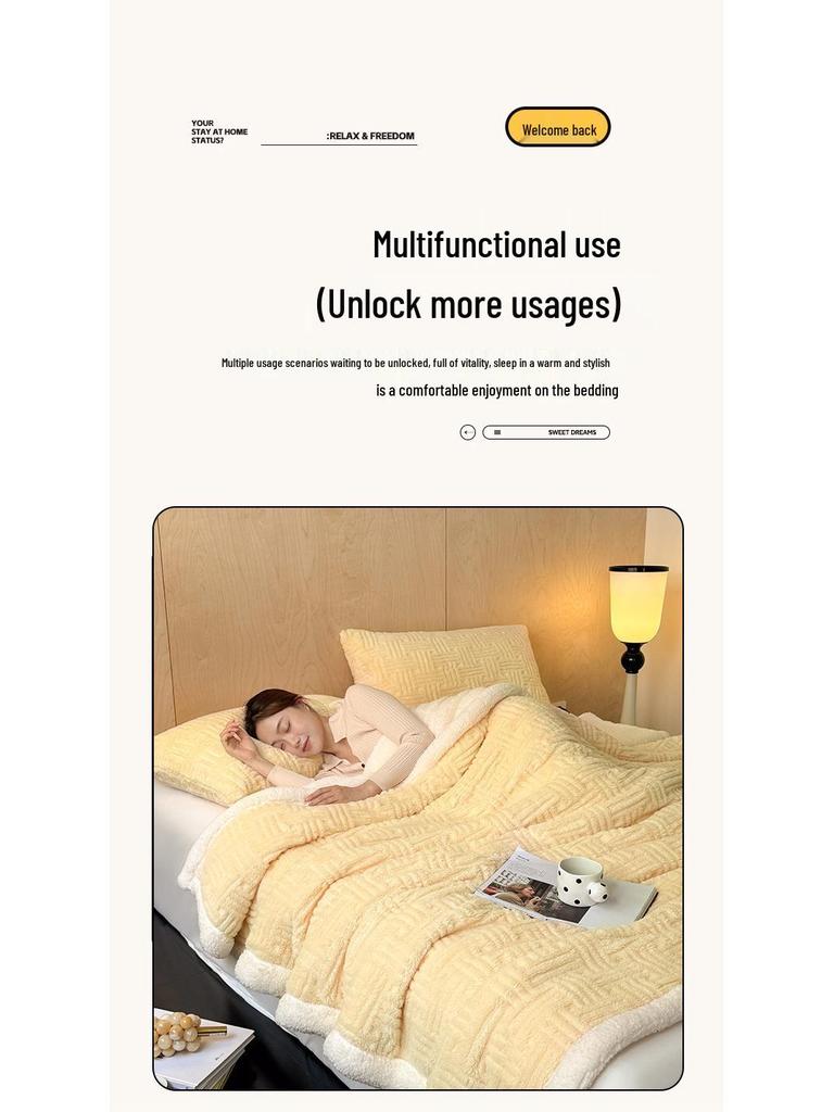 Lambswool Coral Fleece Thick Winter Blanket - Soft, Warm Throw for Office, Sofa, or Naps