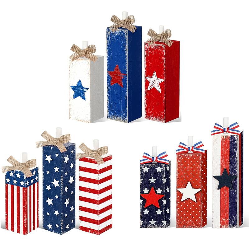 1PC Home Ornaments Wooden Tabletop Decorations American Flag Crafts Wood