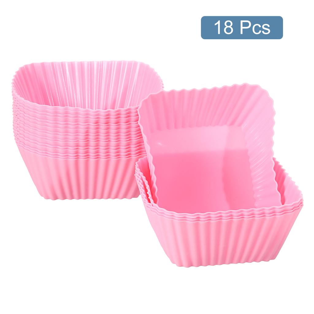 18/36pcs Square Reusable Silicone Cupcake Liners Silicone Cake Mold Muffin Cupcake Baking Molds for Wedding Birthday Party