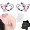 Earrings With S925 Cubic Zirconia Hearts, Crystals, Stud
