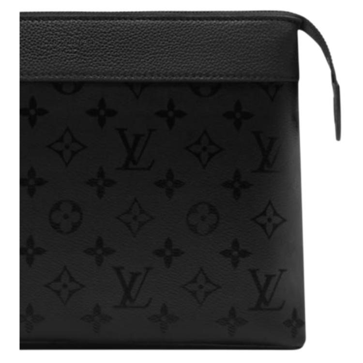 Louis Vuitton Pochette Voyage Souple Black Monogram Midnight Canvas Men Pouches M26741