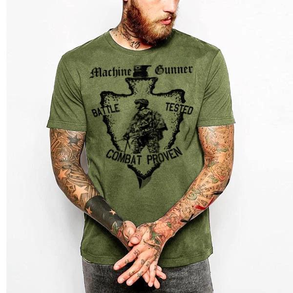 Military T-Shirt Army Navy Machine Gunner Sniper Airborne Combat Veteran 4XL