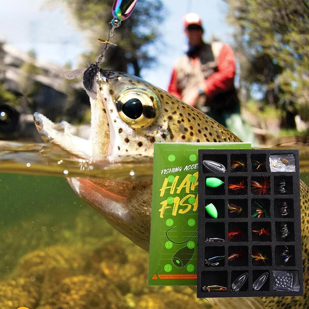 Mens Fishing Advent Christmas 24 Days Freshwater Baits Bass Baits Countdown Calendar For Saltwater Anglers Outdoor Adventure