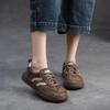 Johnature Colored Sneakers Comfortable Lace Up Flat Shoes Retro Genuine Leather Casual Women's Shoes