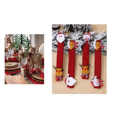 4pcs Christmas Microwave Oven Handle Protective Covers Xmas Fridge Kitchen Refrigerator Door Handle Gloves