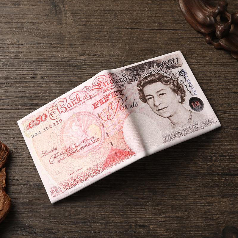 Unisexová krátká peněženka s kreativními vzory měn z různých zemí