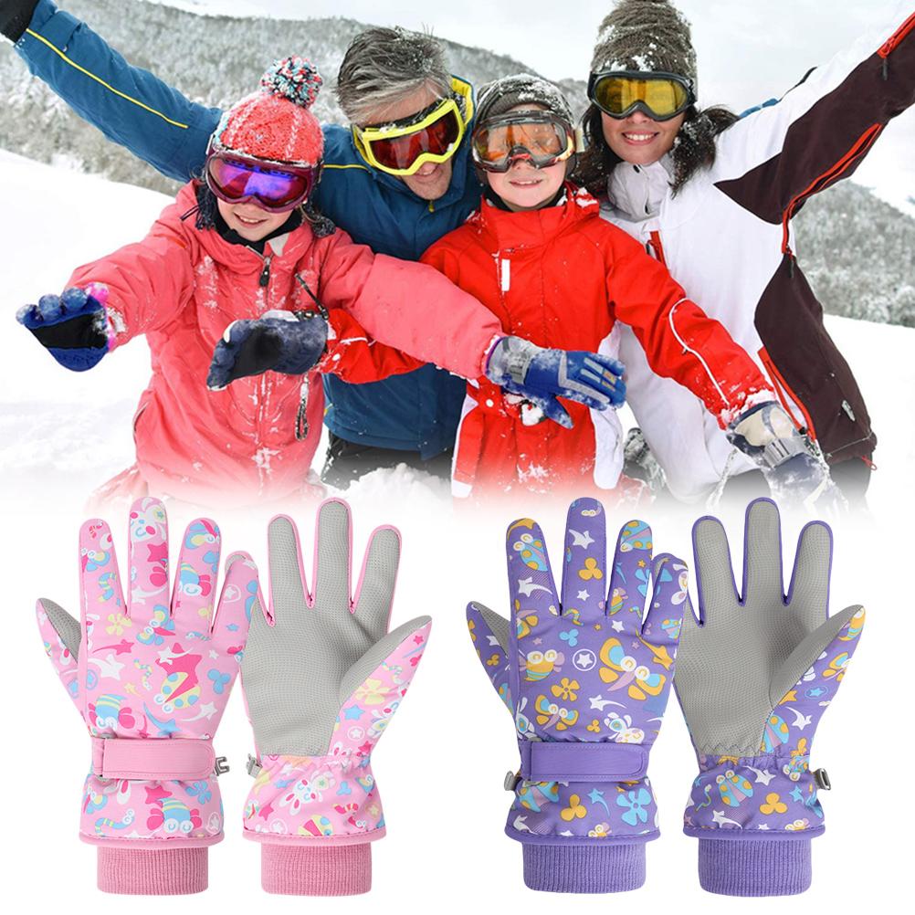 Kinder Skihandschuhe Cartoon Winter Wasserdicht Winddicht Schnee Fäustlinge Fleecegefüttert Warme Handschuhe für Mädchen Jungen Outdoor