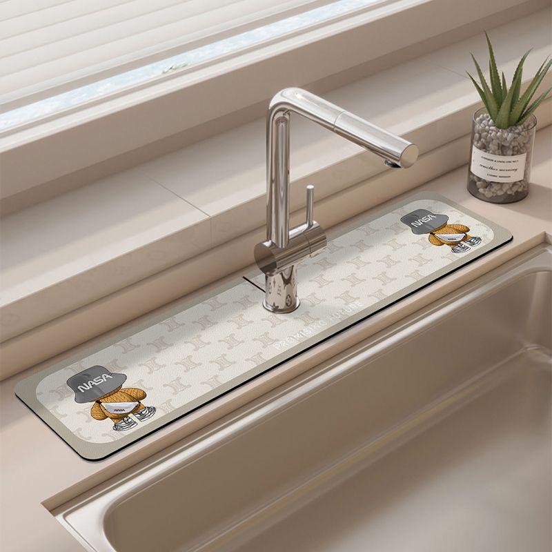 Fresh Diatomaceous Earth Faucet Mat - Wipeable Bathroom Countertop Drain Mat