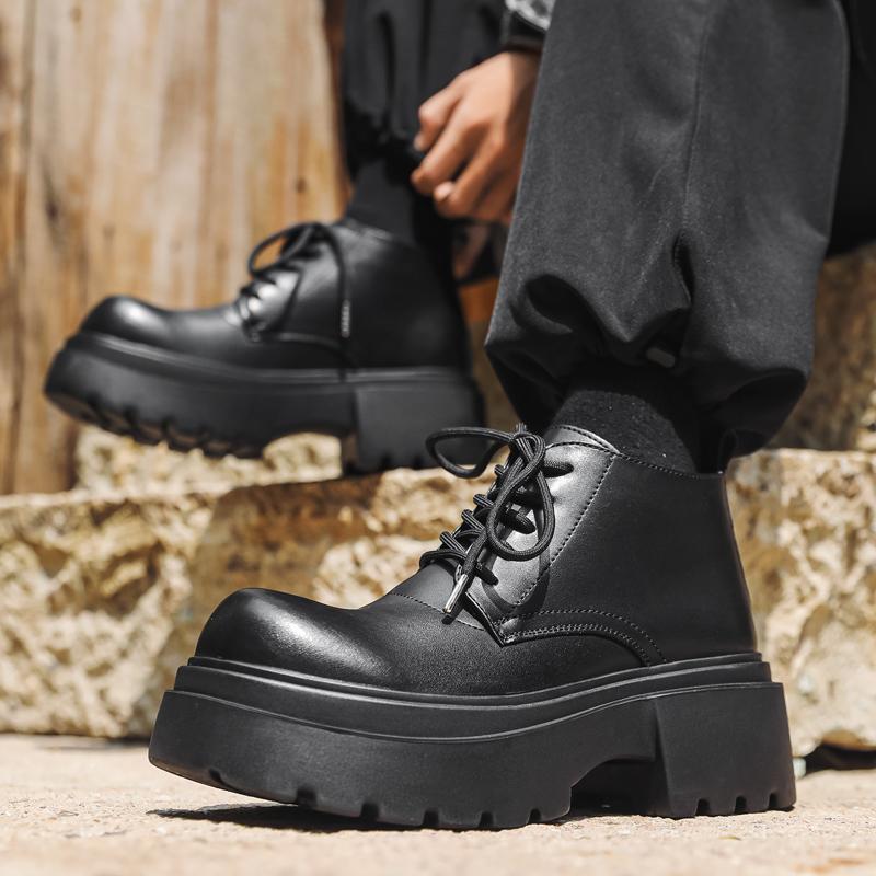 Platform Fashion Leather Men Chelsea Boot Brand DesignerItaly Dating Boots Classic Retro Casual Pointed Business Ankle Boots